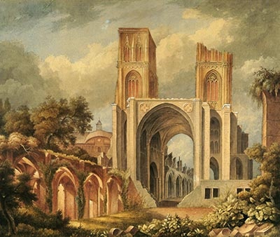La cathédrale en ruines vue de la place verte après 1815