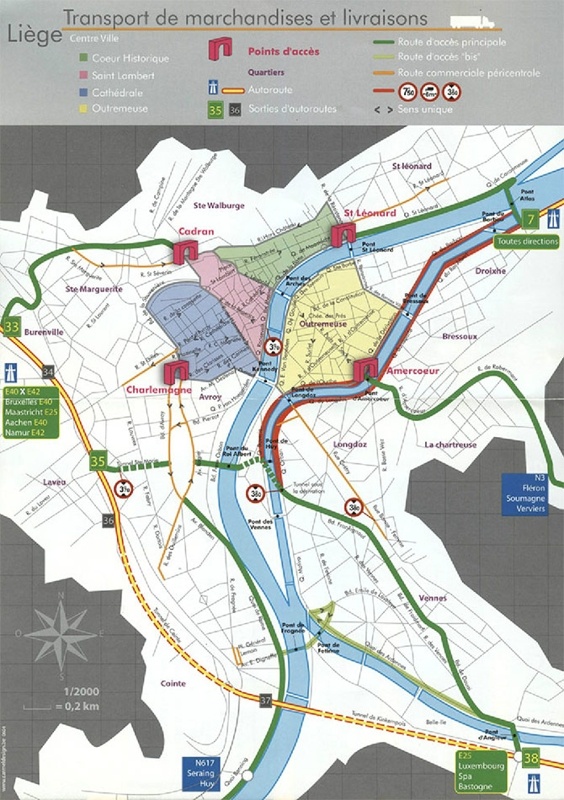 Carte d'accès à Liège-centre